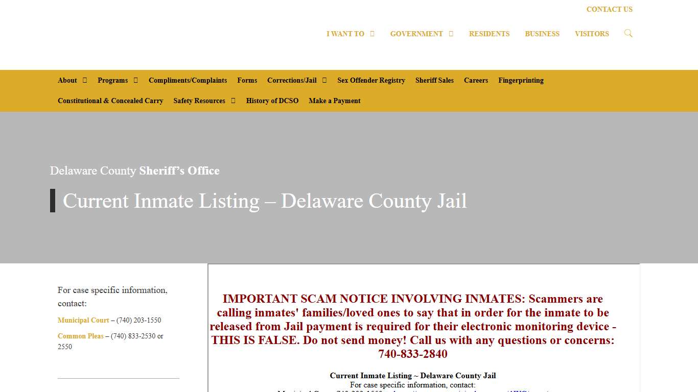 Current Inmate Listing - Delaware County Jail - Sheriff